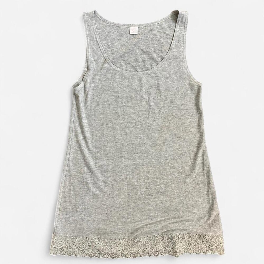 Vintage Only Hearts Gray Lace-Trim tunic cami tank Helena Stuart coquette buffy